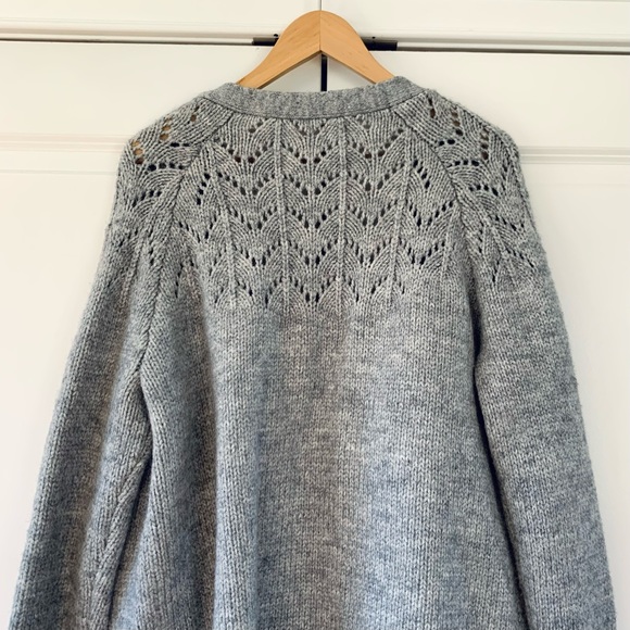 Soft Surrounding Cardigan Sweater Open Front Chunky Knit Patch Pocket Size M - Picture 4 of 7